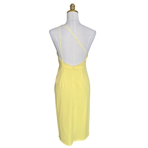Hello Molly Butter Yellow One Shoulder Bodycon Sheath Cocktail Dress Size 8 - Picture 6 of 9